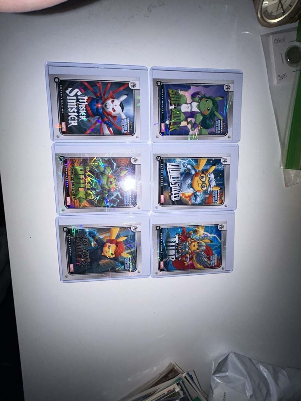 Pokemon Marvel Heroes & Villains Trading Cards Foil Set